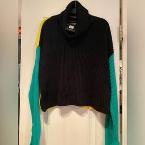 NWT Women’s Ribbed Tricolor Turtleneck Sweater size large